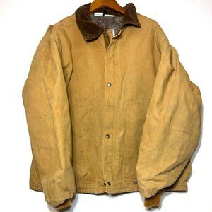 Walls Vintage Canvas Work Jacket with Corduroy Collar Tan Size 2XL